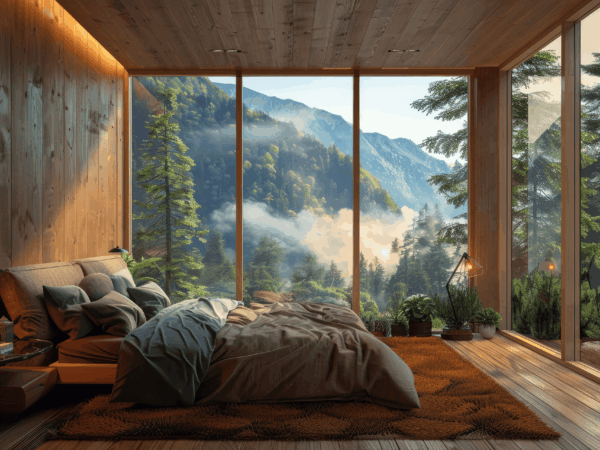 modern-cozy-bedroom-interior-with-three-panoramic-window 1